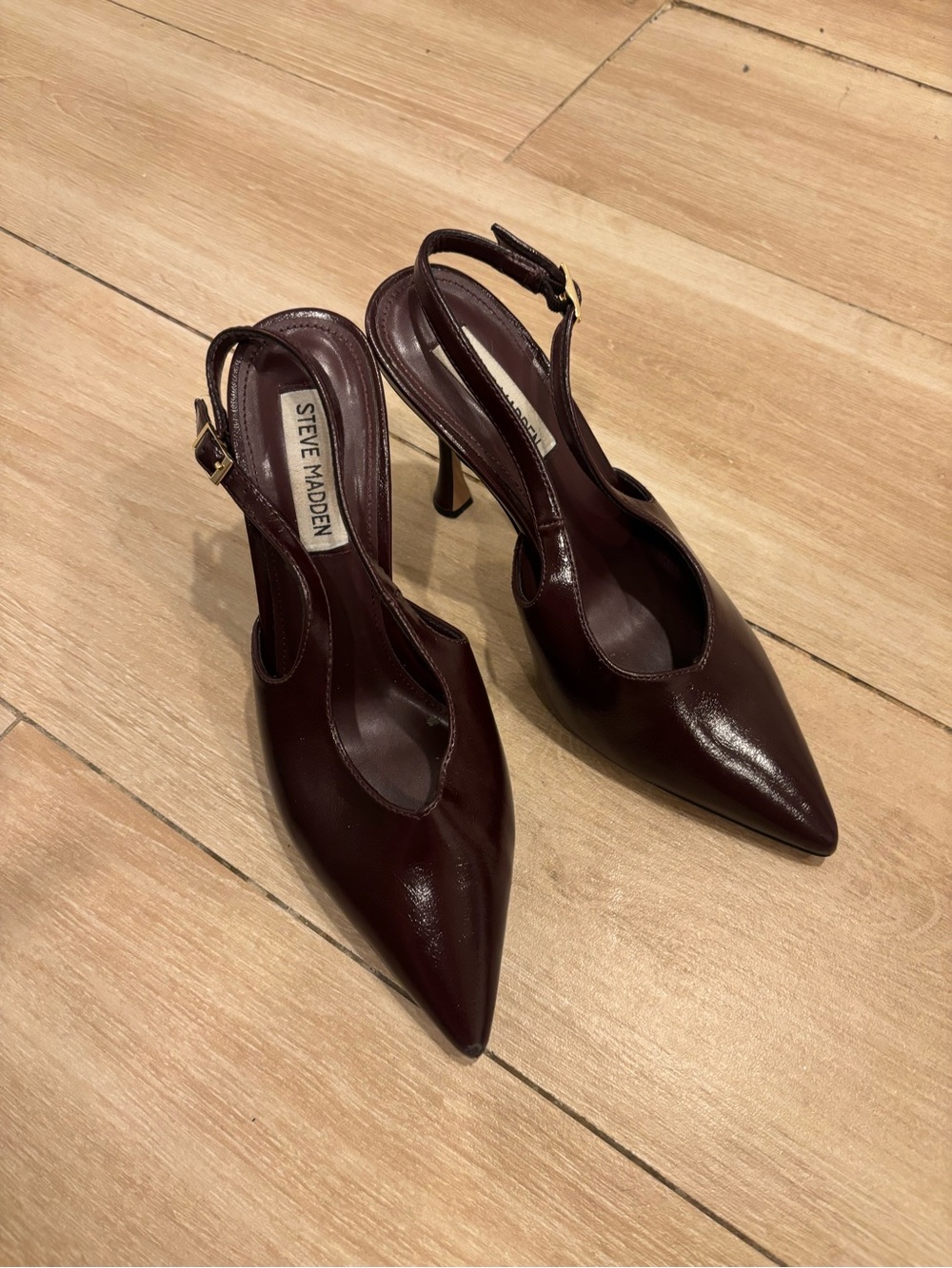 Steve Madden Burgundy Pointed Leather Slingback Heels
